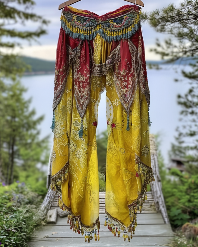 Summer Vacation Ruffle Lace Contrast Pants bf5a