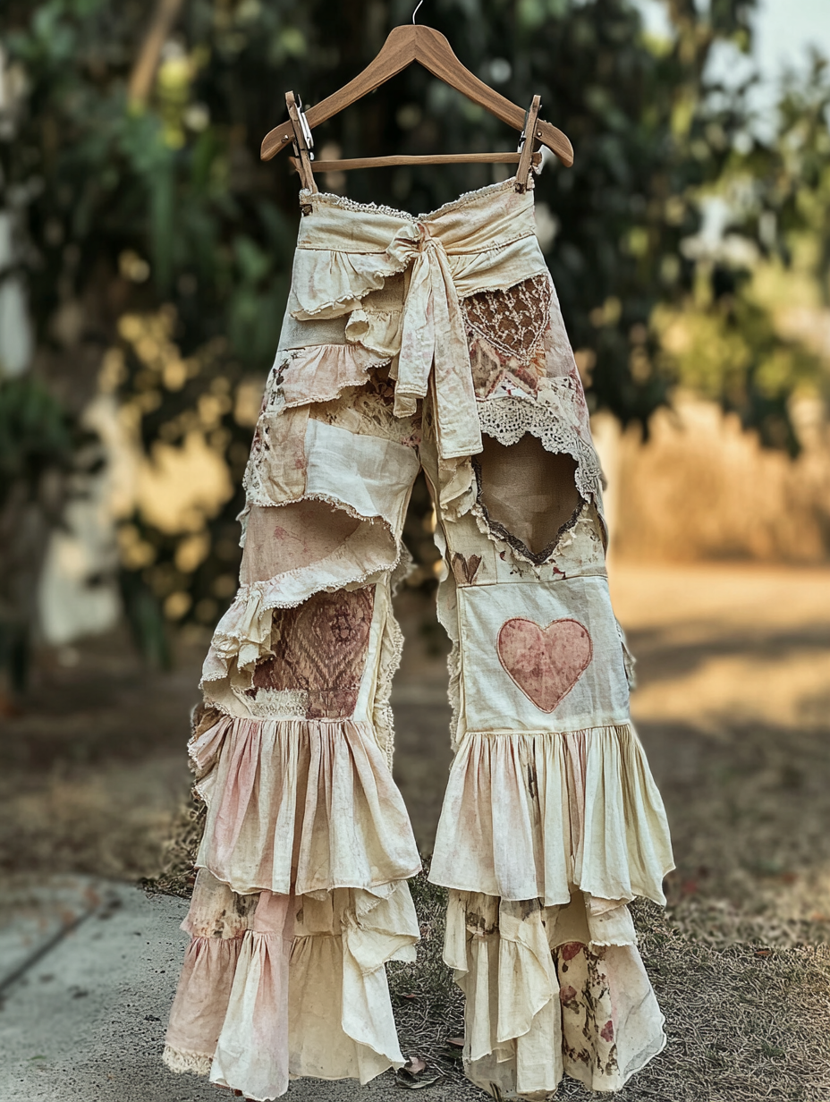 Summer Colorful Patchwork Handmade Lace Pants fe3a