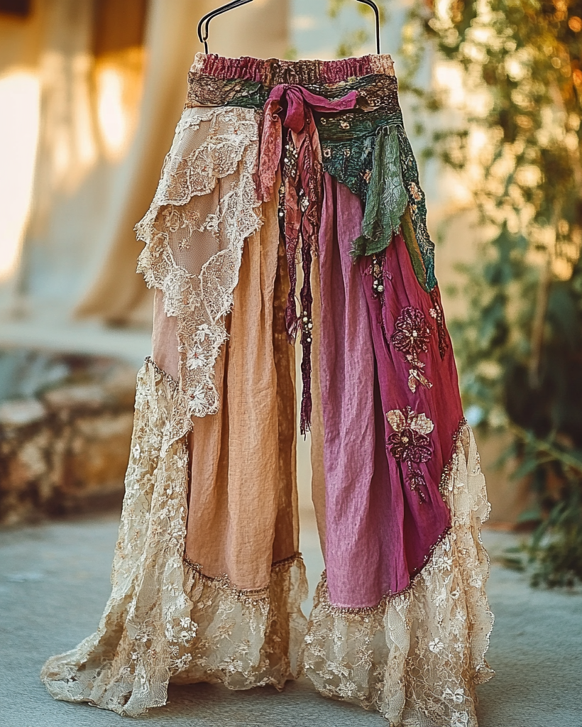 Summer Vacation Ruffle Lace Patchwork Pants 5d20