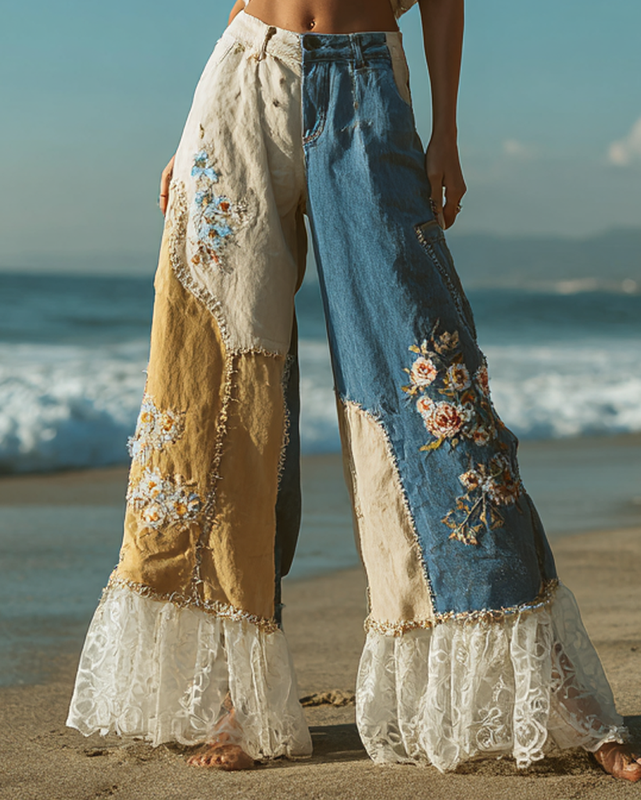 Summer Vacation Lace Embroidery Pants 82fe