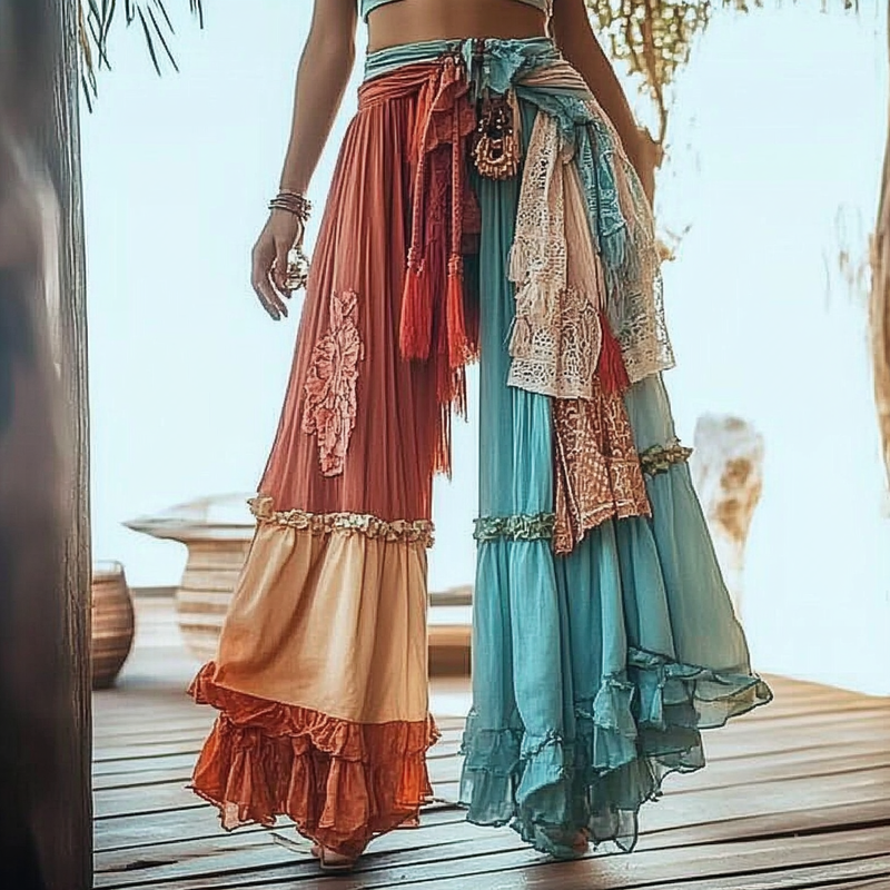 Vintage Loose Rainbow Contrast Casual Pants 83f6