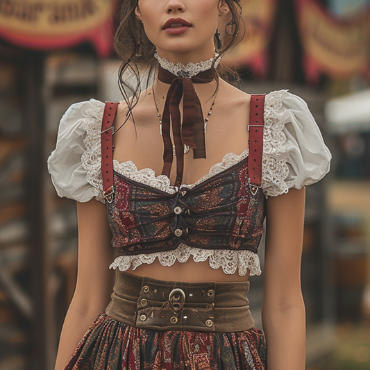 Women's Retro Western Style Short Top