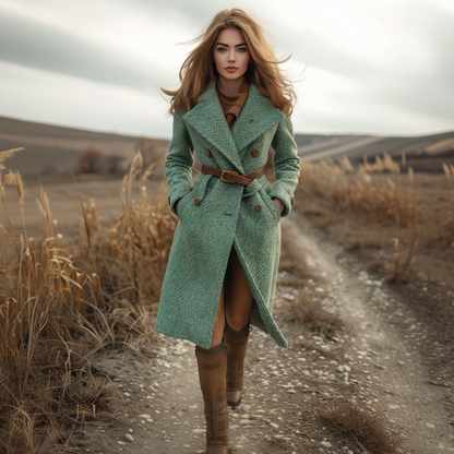 Women's Retro Casual Long Woolen Coat