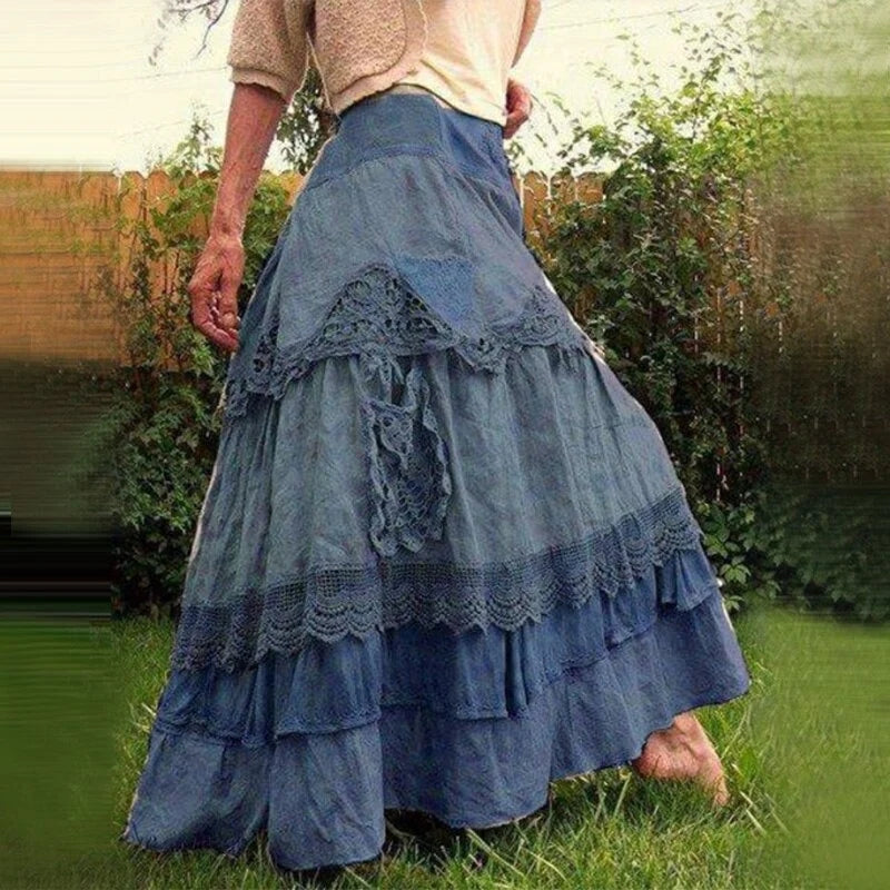 Vintage Ruffles Oversized Maxi Skirts 3a3c