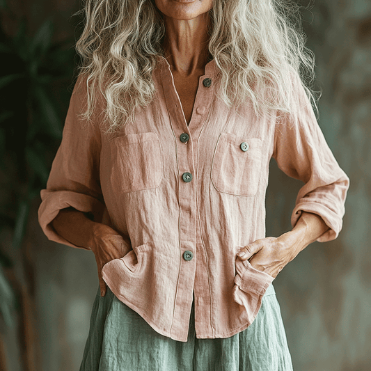 Women's Casual Bohemian Linen Style Long-sleeve Top Shirt