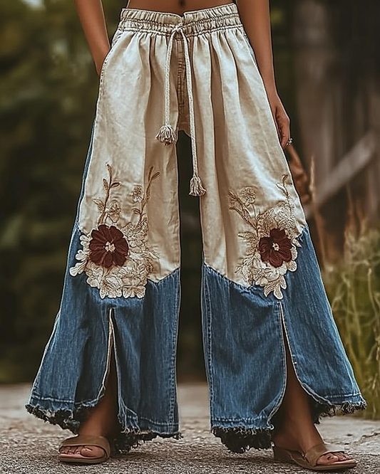 Vintage Loose Denim Patchwork Casual Pants 522f
