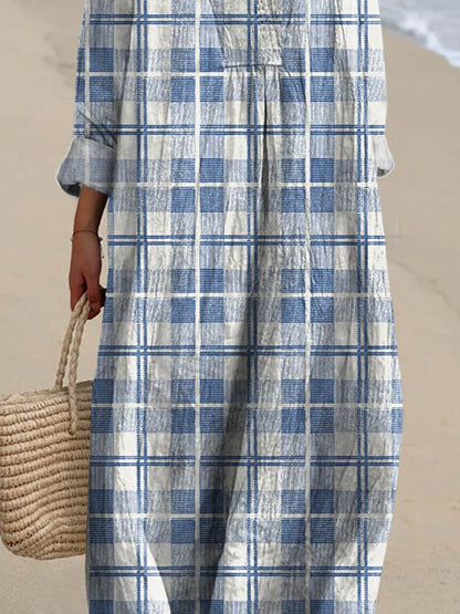 Women's Vintage Plaid Pattern Art Print Casual Dress