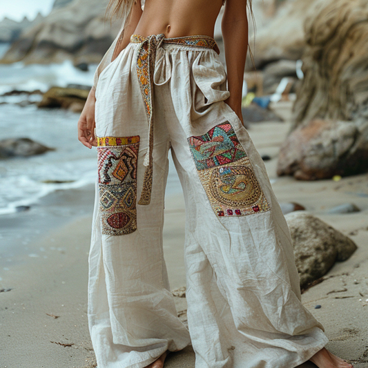 Resort Bohemian Style Loose Bohemia Style Trousers