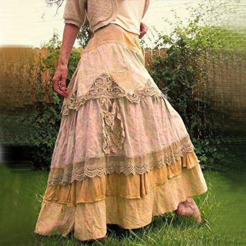 Vintage Ruffles Oversized Maxi Skirts 3a3c