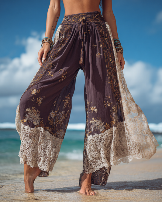 Outdoor Holiday Vintage Stitching Cotton And Linen Pants d26f