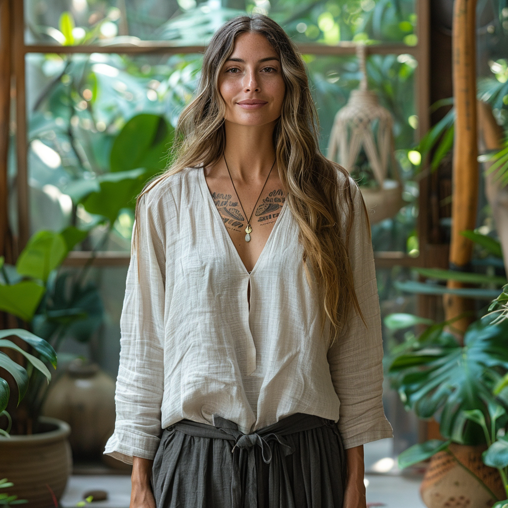 Women's Bohemia Style Casual Linen Shirt Top