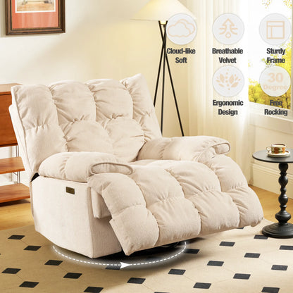 Luxurious reclining chair, glider rocker recliner with cloud-like comfort, single lazy sofa