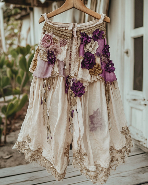 Summer Embroidered Ruffle Lace Patchwork Pants  0216