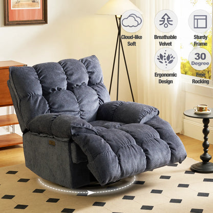 Luxurious reclining chair, glider rocker recliner with cloud-like comfort, single lazy sofa