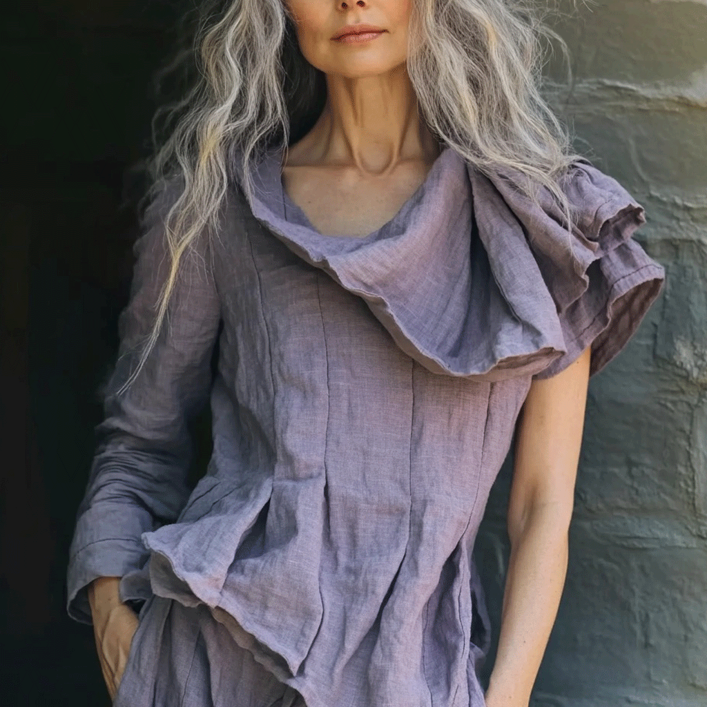 Women's Casual Linen Ruffled Short-sleeve Top Shirt