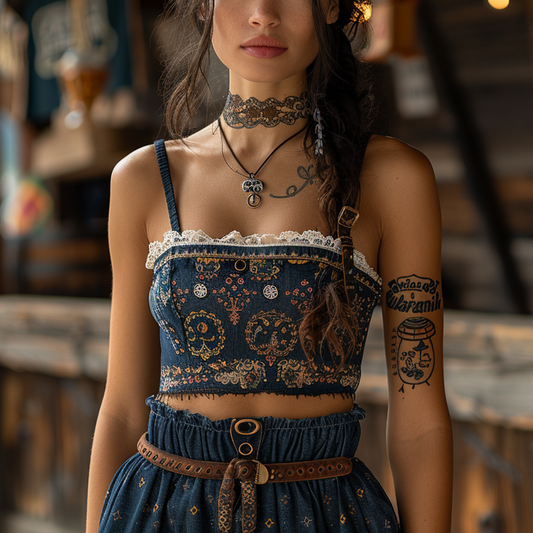 Women's Retro Western Style Short Top Camisole