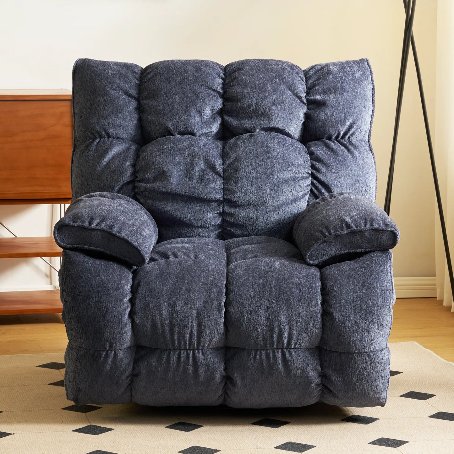 Luxurious reclining chair, glider rocker recliner with cloud-like comfort, single lazy sofa