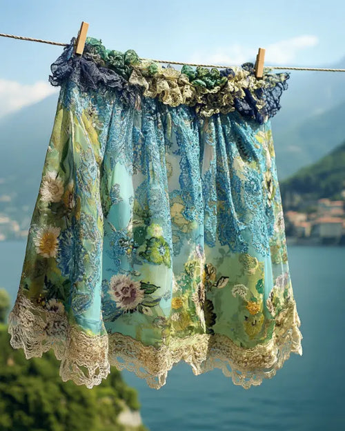 Summer Vacation Ruffle Lace Chiffon Contrast Shorts 7cfb