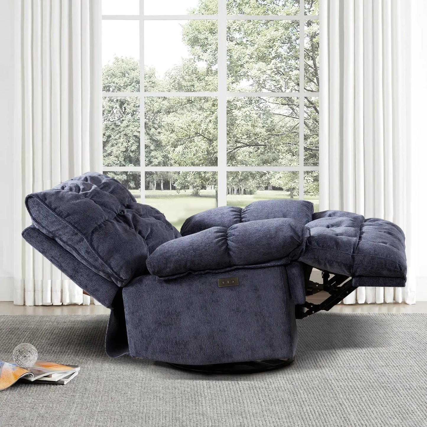 Luxurious reclining chair, glider rocker recliner with cloud-like comfort, single lazy sofa