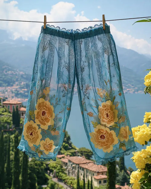 Summer Vacation Ruffle Lace Chiffon Contrast Shorts d2ac