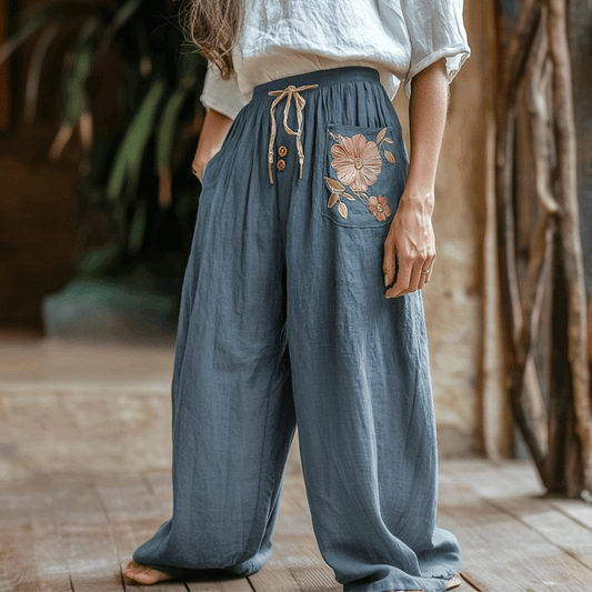 Women's Linen Bohemian Casual Harem Trouser Pants