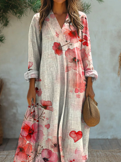 Watercolor Plum Blossom Art Printed Women's Dress