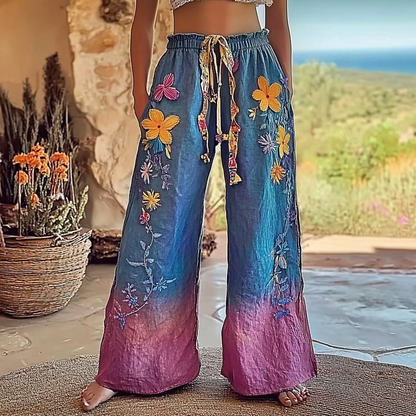 Vintage Loose Casual Floral Printed Pants 1b07