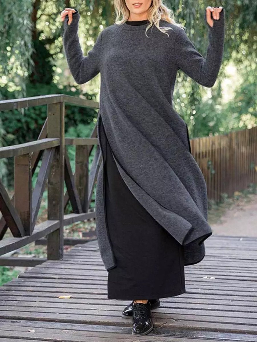 Women's Autumn Padded Long Knit Dress