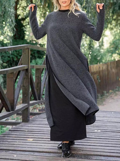 Women's Autumn Padded Long Knit Dress