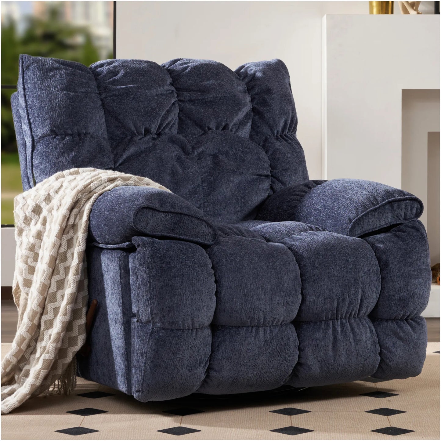 Luxurious reclining chair, glider rocker recliner with cloud-like comfort, single lazy sofa