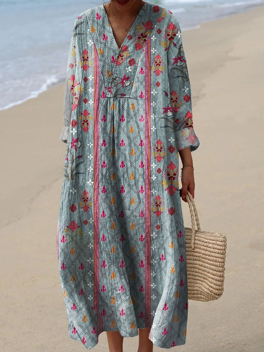 Women's  Retro Flower Art Print Dress
