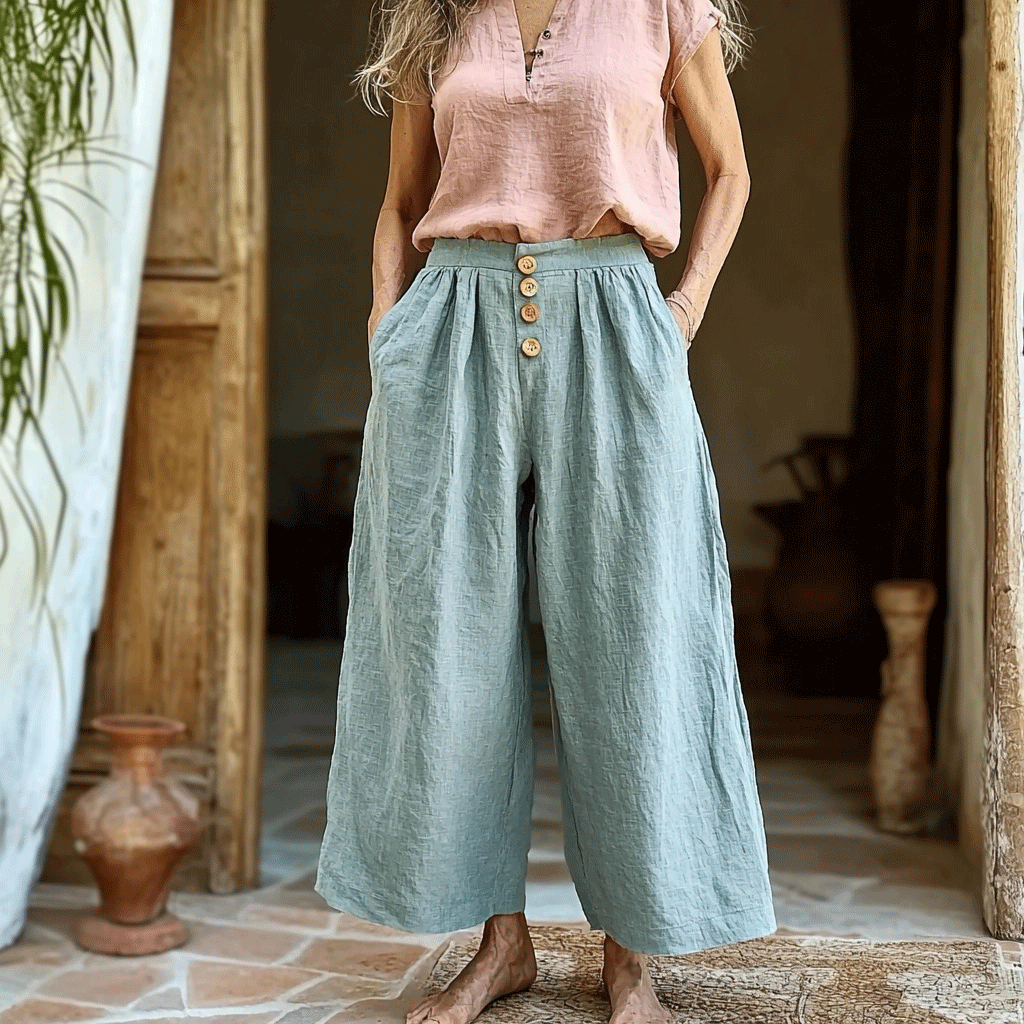 Women's Linen Solid Color 9-point Harem Trouser Pants