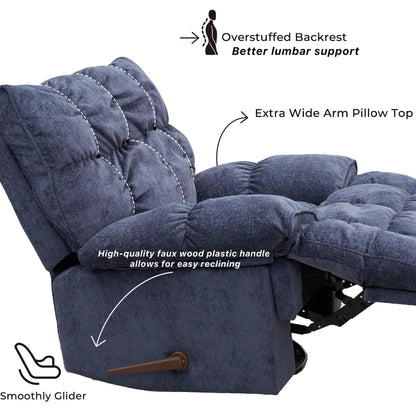 Luxurious reclining chair, glider rocker recliner with cloud-like comfort, single lazy sofa