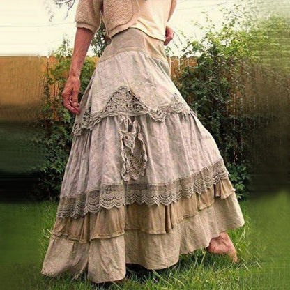 Vintage Ruffles Oversized Maxi Skirts 3a3c