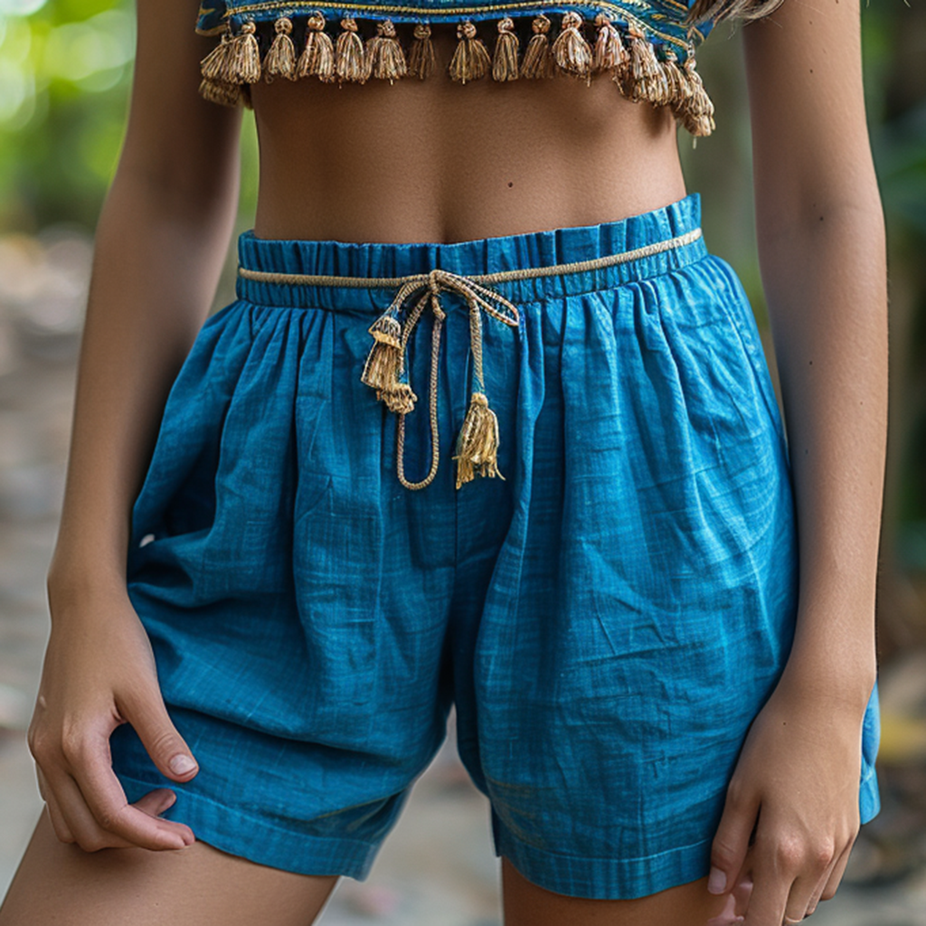 Women's Casual Ethnic Bohemia Style Linen Shorts