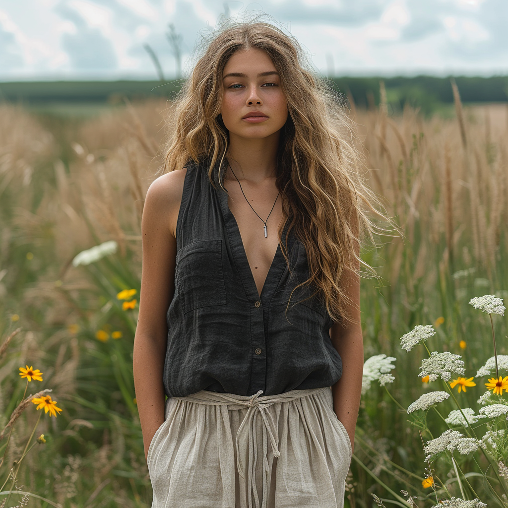 Women's Bohemia Style Casual Linen Sleeveless Vest Top Shirt