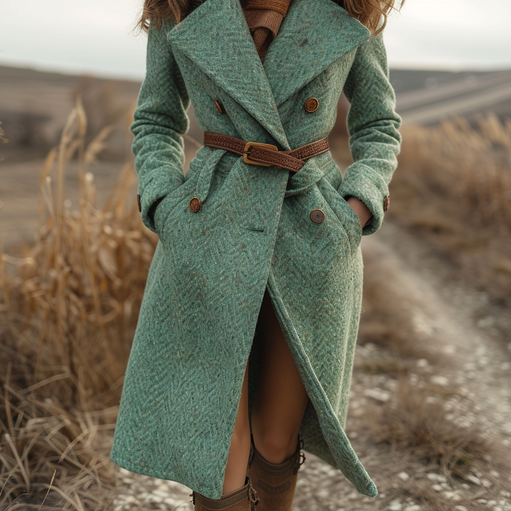 Women's Retro Casual Long Woolen Coat