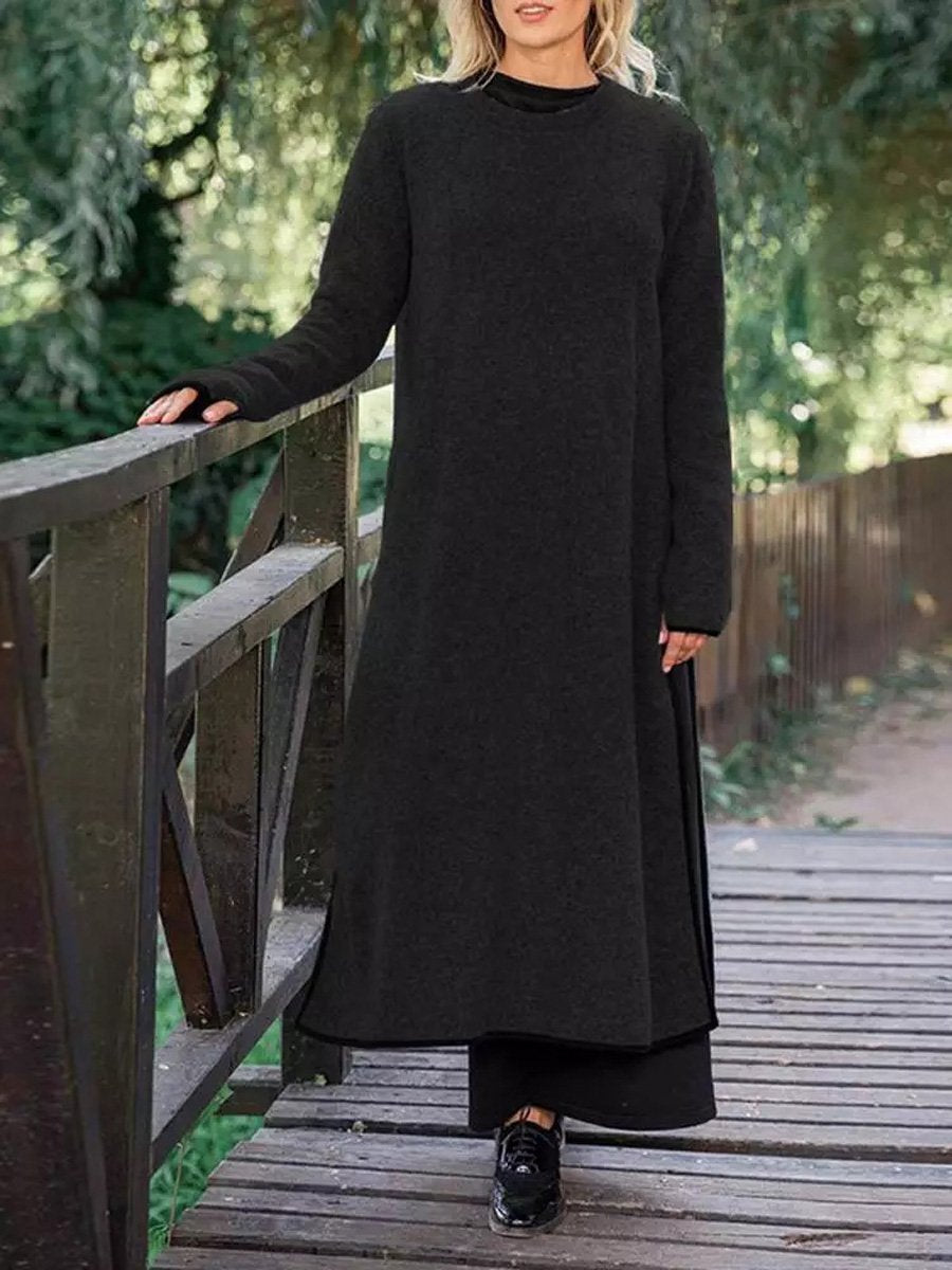 Women's Autumn Padded Long Knit Dress