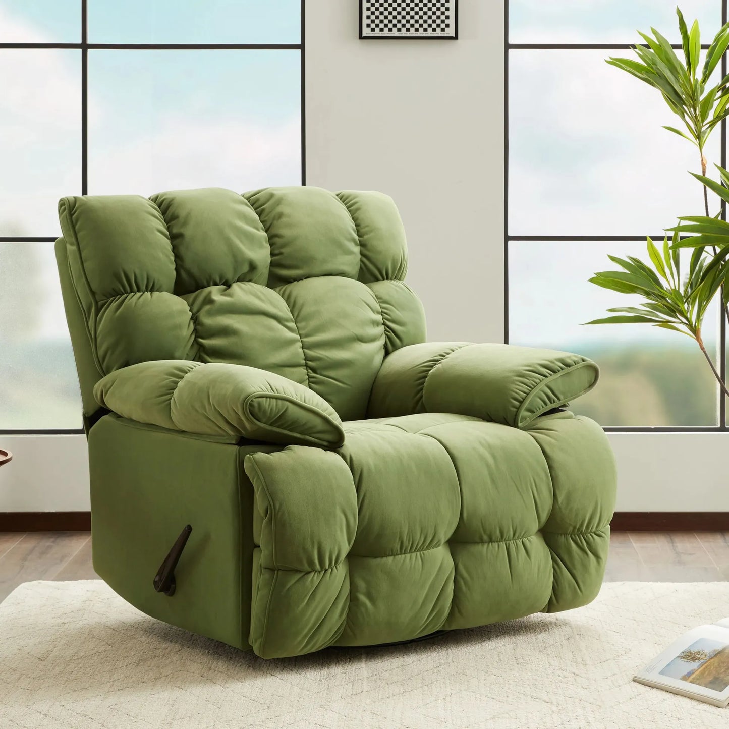 Luxurious reclining chair, glider rocker recliner with cloud-like comfort, single lazy sofa