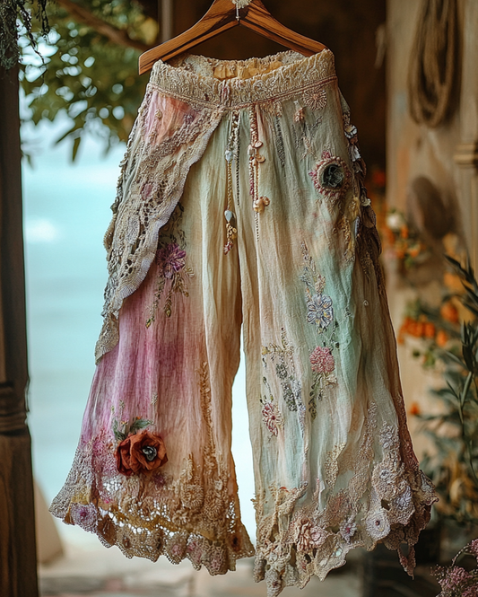 Summer Vacation Ruffle Lace Patchwork Pants 02ce