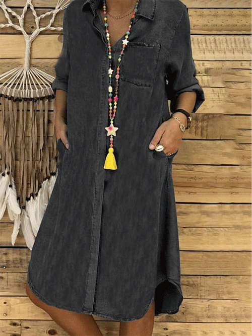 Women's Solid Color Casual Long Sleeve Dress