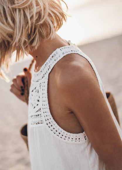 Hollow Lace Stitching Halter Neck A-line Dress