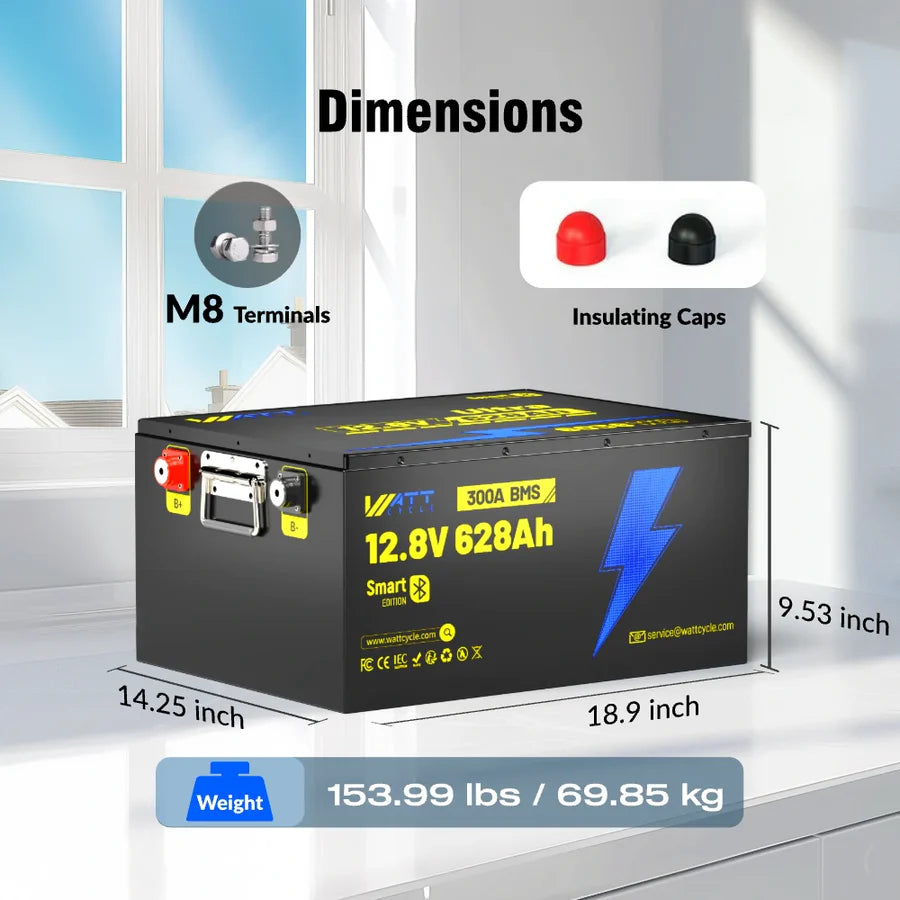 【🏅Prime Day Early Access】12V 628Ah Ultra Lithium Battery with Bluetooth