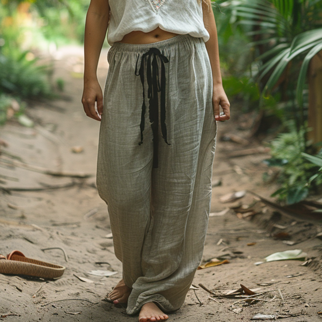 Women's Casual Bohemia Linen Style Long Trousers Pants