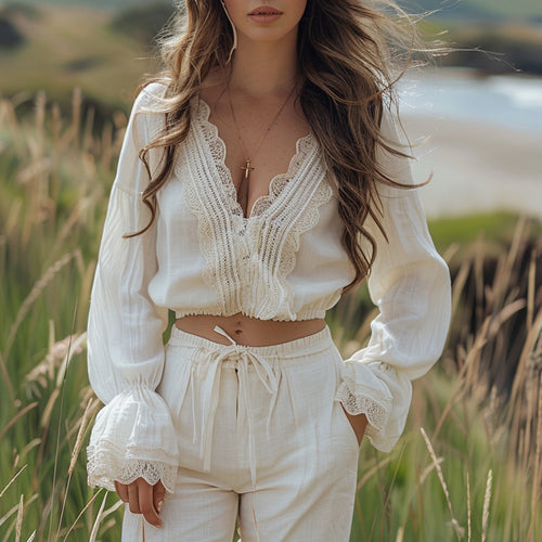 Women's Bohemia Style Casual Linen Shirt Top