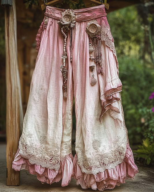 Summer Holiday Lace Handmade  Gradient  
 pants 988e