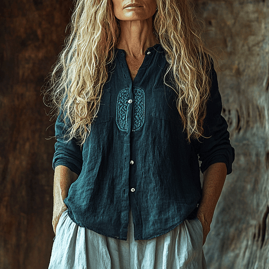 Women's Linen Bohemia Style Long-sleeved Breathable Top Shirt