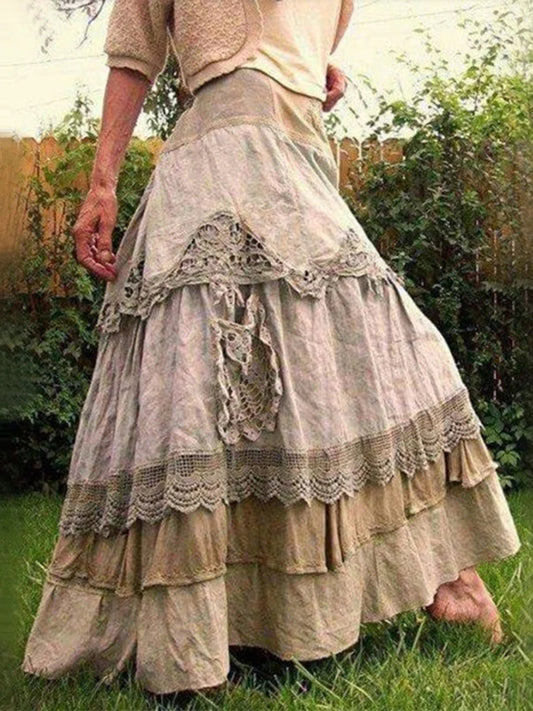 Vintage Ruffles Oversized Maxi Skirts 3a3c