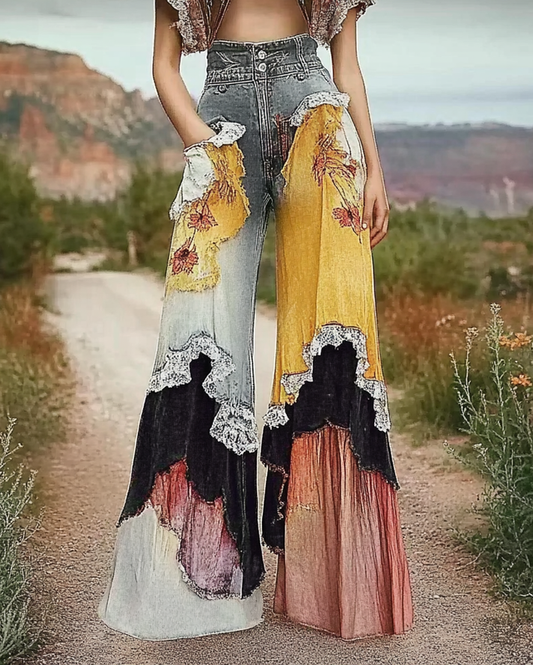 Vintage Loose Color Contrast Pants 27c1
