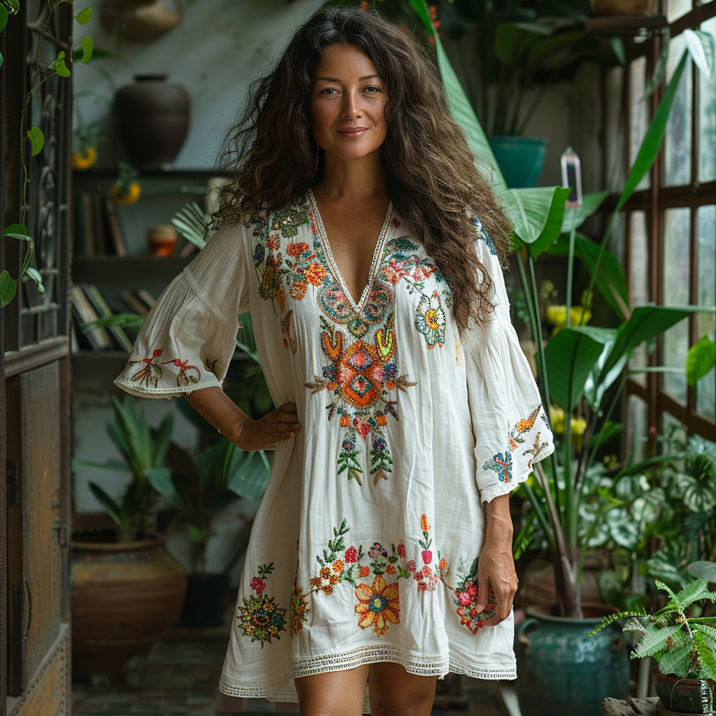 Women's Retro Ethnic Bohemian Style Mini Short Skirt Dress